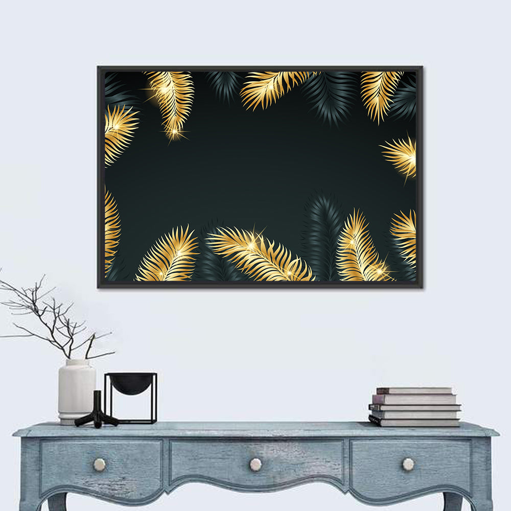 Golden Tropical Palm Leaves Wall Art