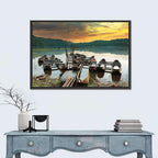 Tamblingan Lake Canoes at Sunset Wall Art