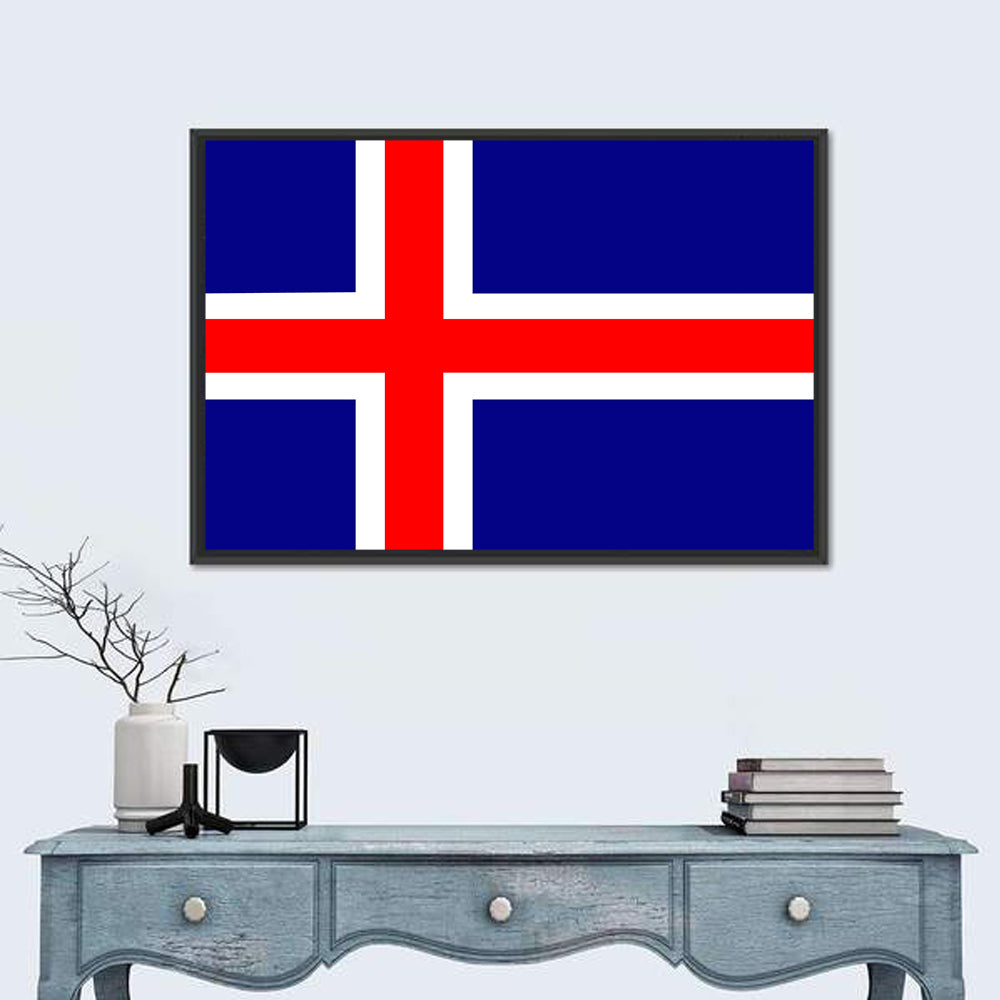 Icelandic Flag, Nordic Cross Wall Art in a room, landscape