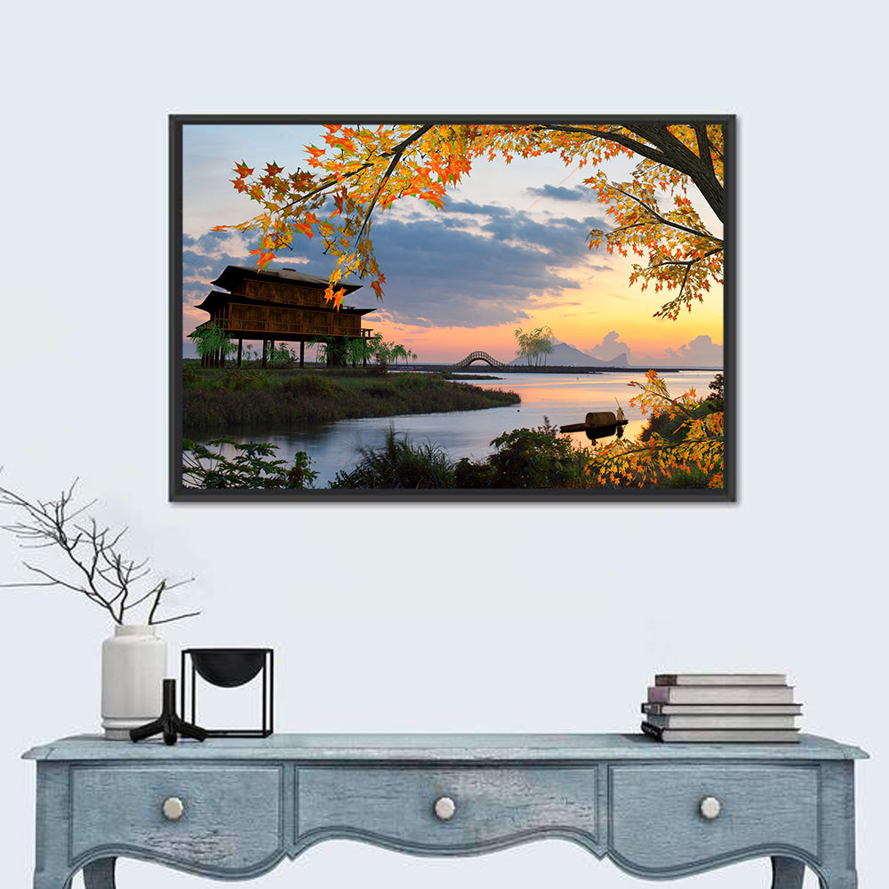 Chinese Lakeside at Dusk Wall Art
