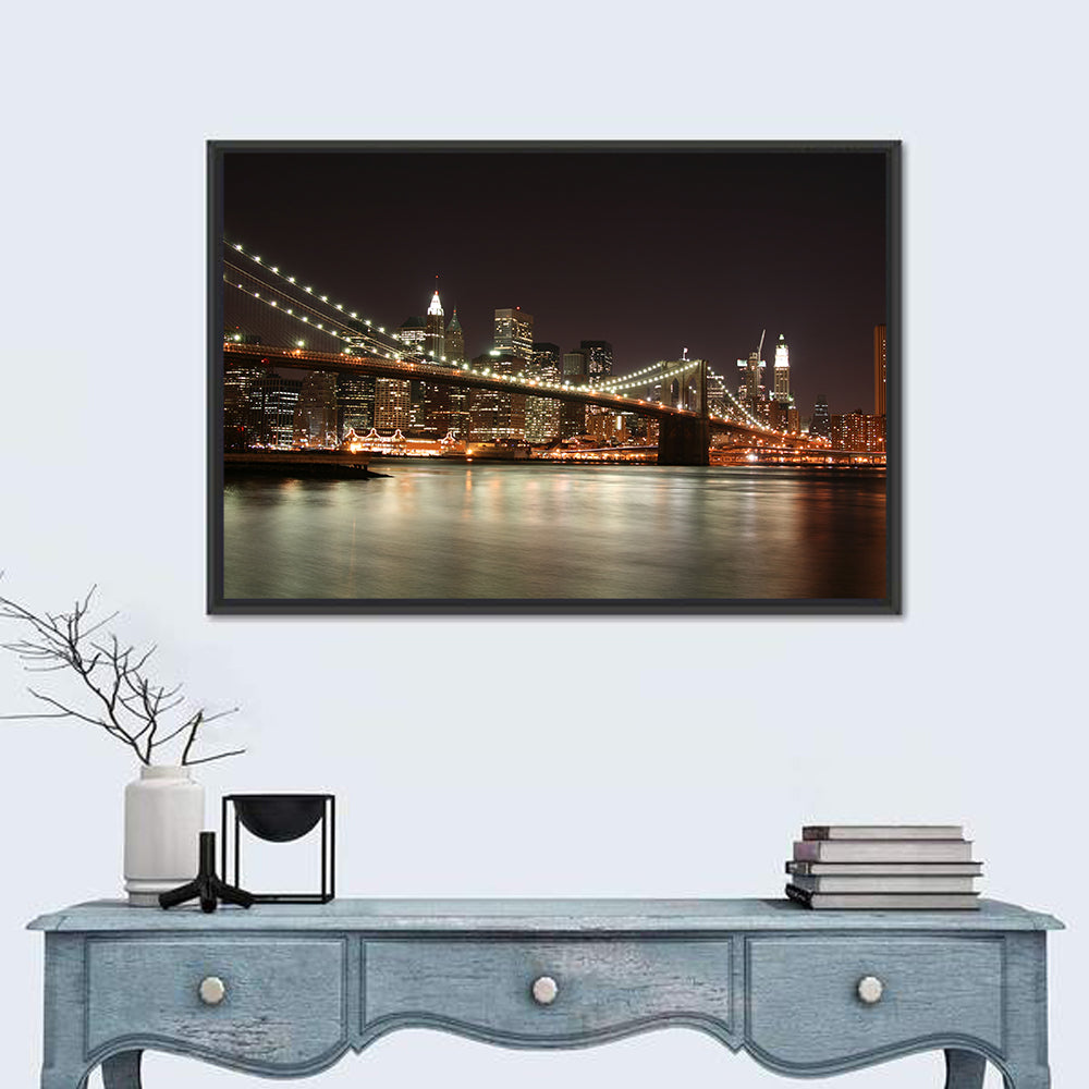 Brooklyn Bridge Night Skyline Wall Art