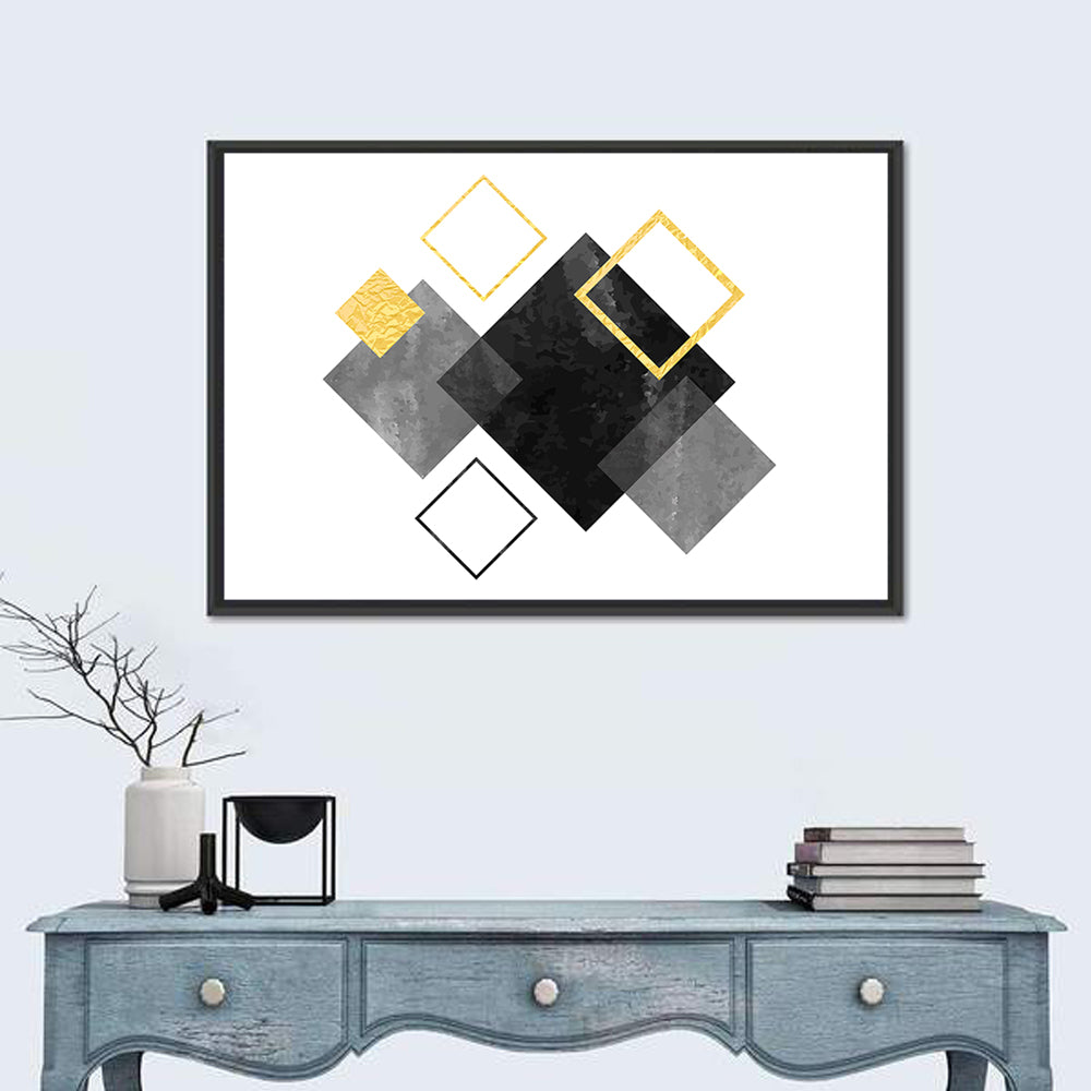 Layered Squares Composition Wall Art in a room, landscape
