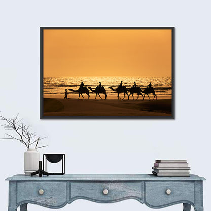 Camel Caravan at Sunset Wall Art