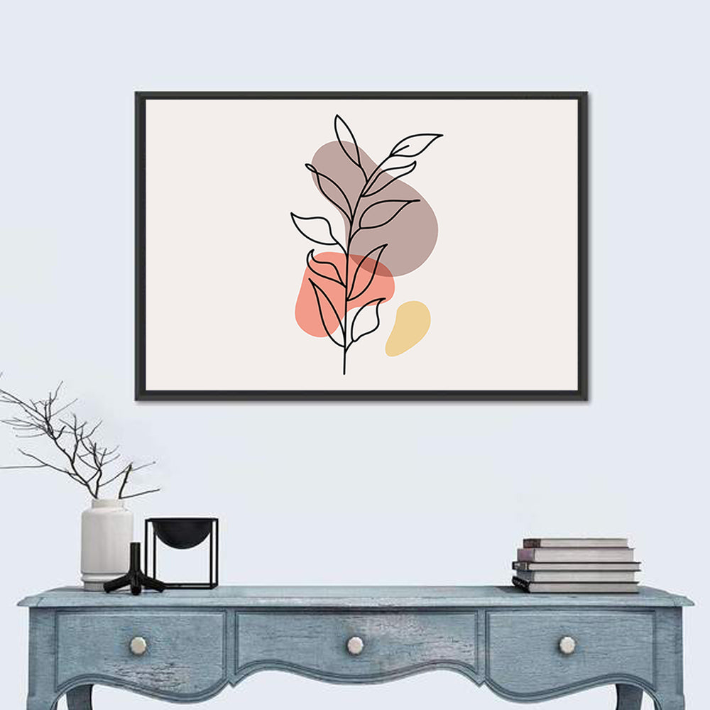Minimalist Floral Line Drawing Wall Art in a room, landscape