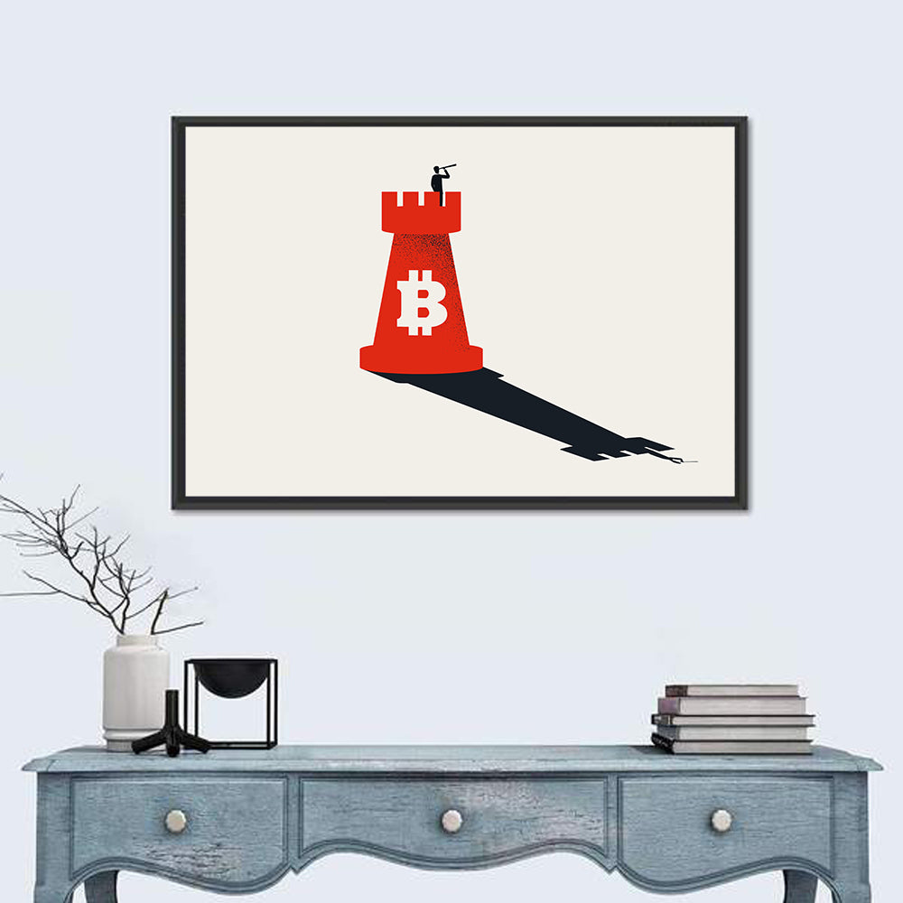 Rook Tower with Bitcoin Emblem Wall Art