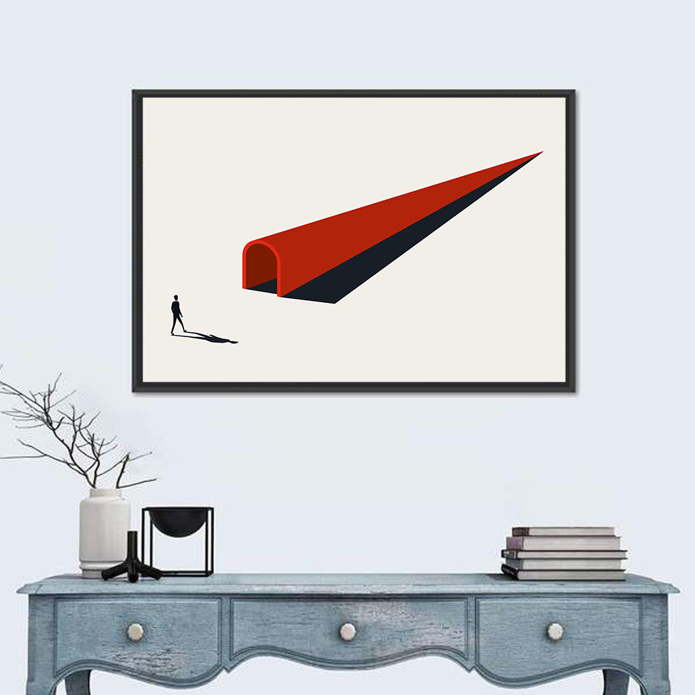 Silhouette in Red Tunnel Wall Art in a room, landscape