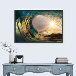 Ocean Surfing Wave Sunset Wall Art