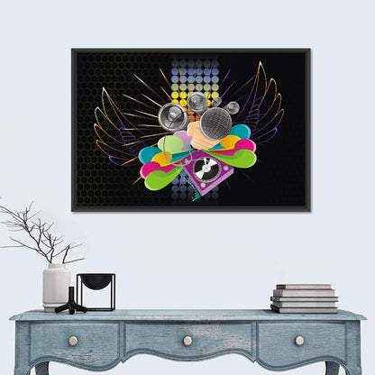 Vibrant Dj Microphone Abstract Wall Art