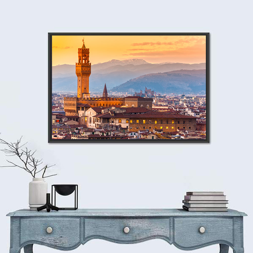 Palazzo Vecchio at Dusk Wall Art in a room, landscape