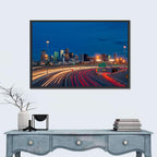 Denver Skyline with Light Trails Wall Art