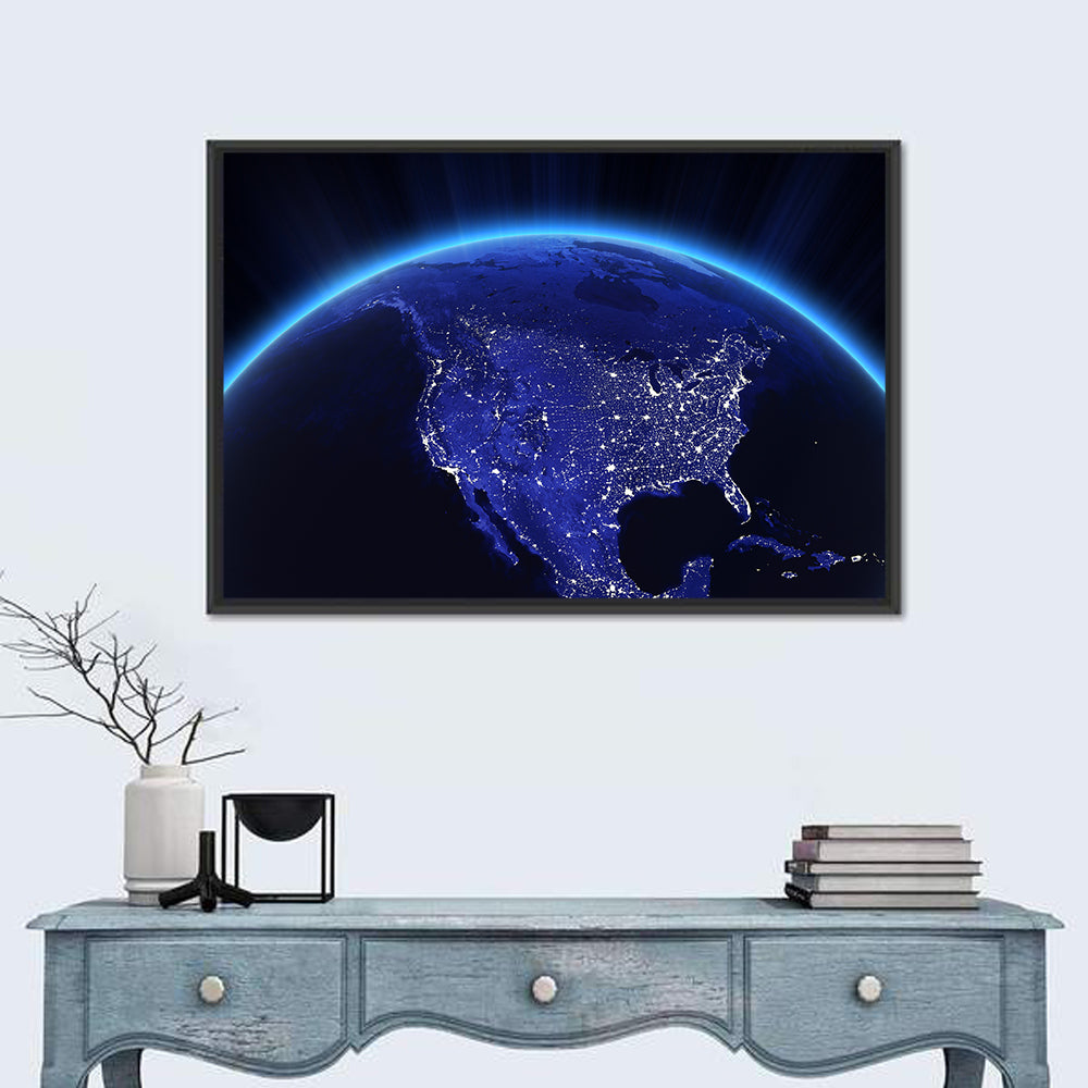 North America City Lights at Night Wall Art