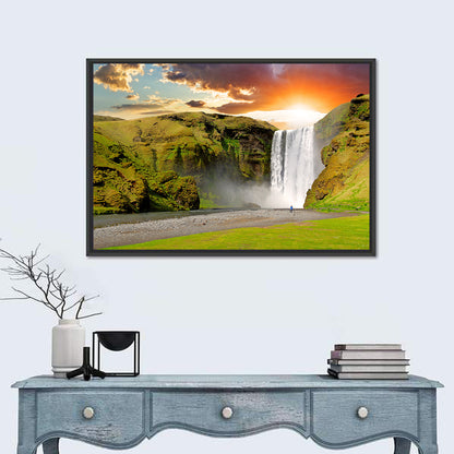 Skógafoss at Sunset, Iceland Wall Art