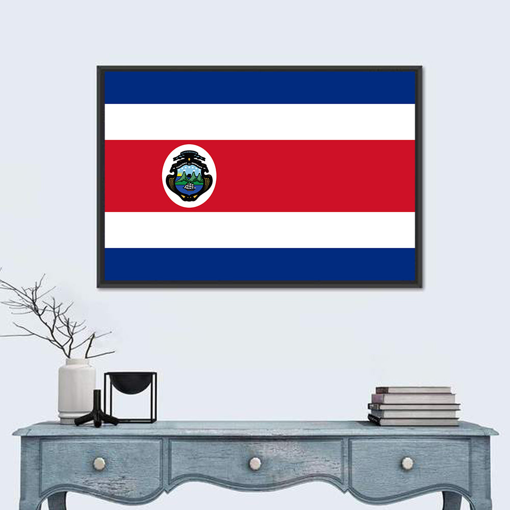 Costa Rica Flag with Coat of Arms Wall Art