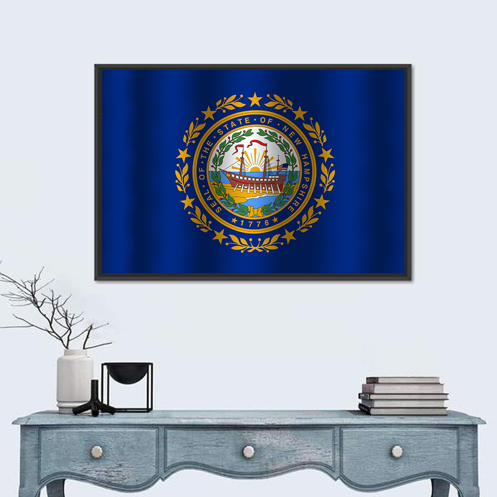 New Hampshire Flag with Ship Emblem Wall Art