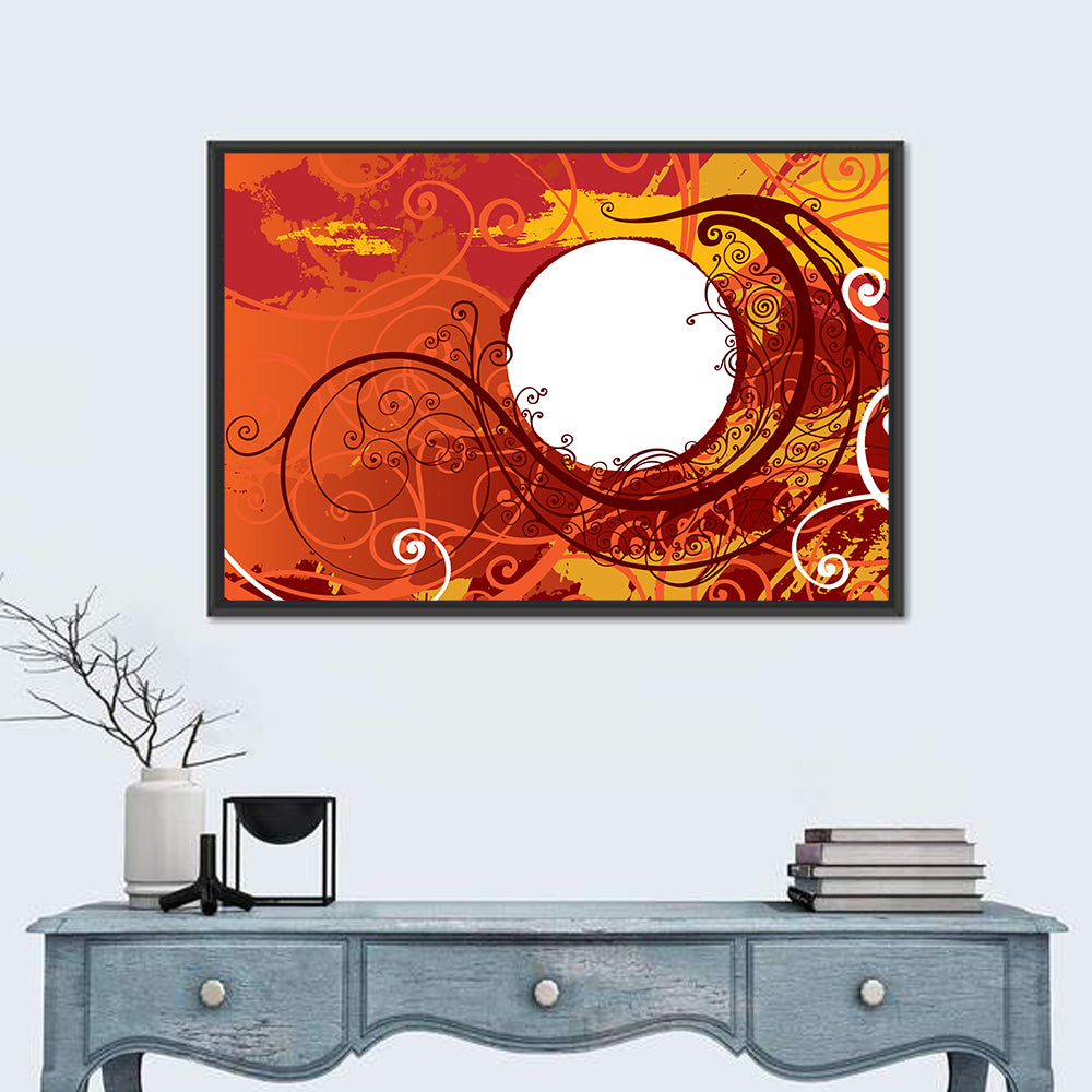 Floral Scrollwork Ornament Wall Art in a room, landscape