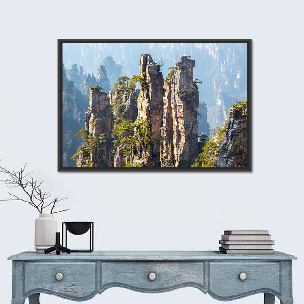 Zhangjiajie Sandstone Pillars Wall Art in a room, landscape