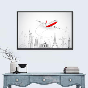 Airplane Flying Above World Wall Art