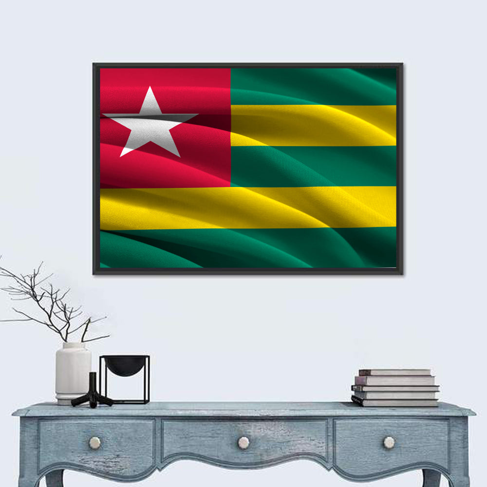 Togolese Flag Wall Art in a room, landscape