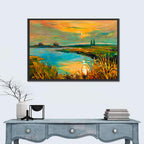Golden Lake Sunset Wall Art