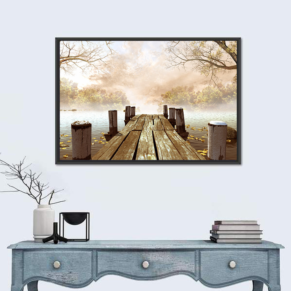 Foggy Lake Dock Wall Art