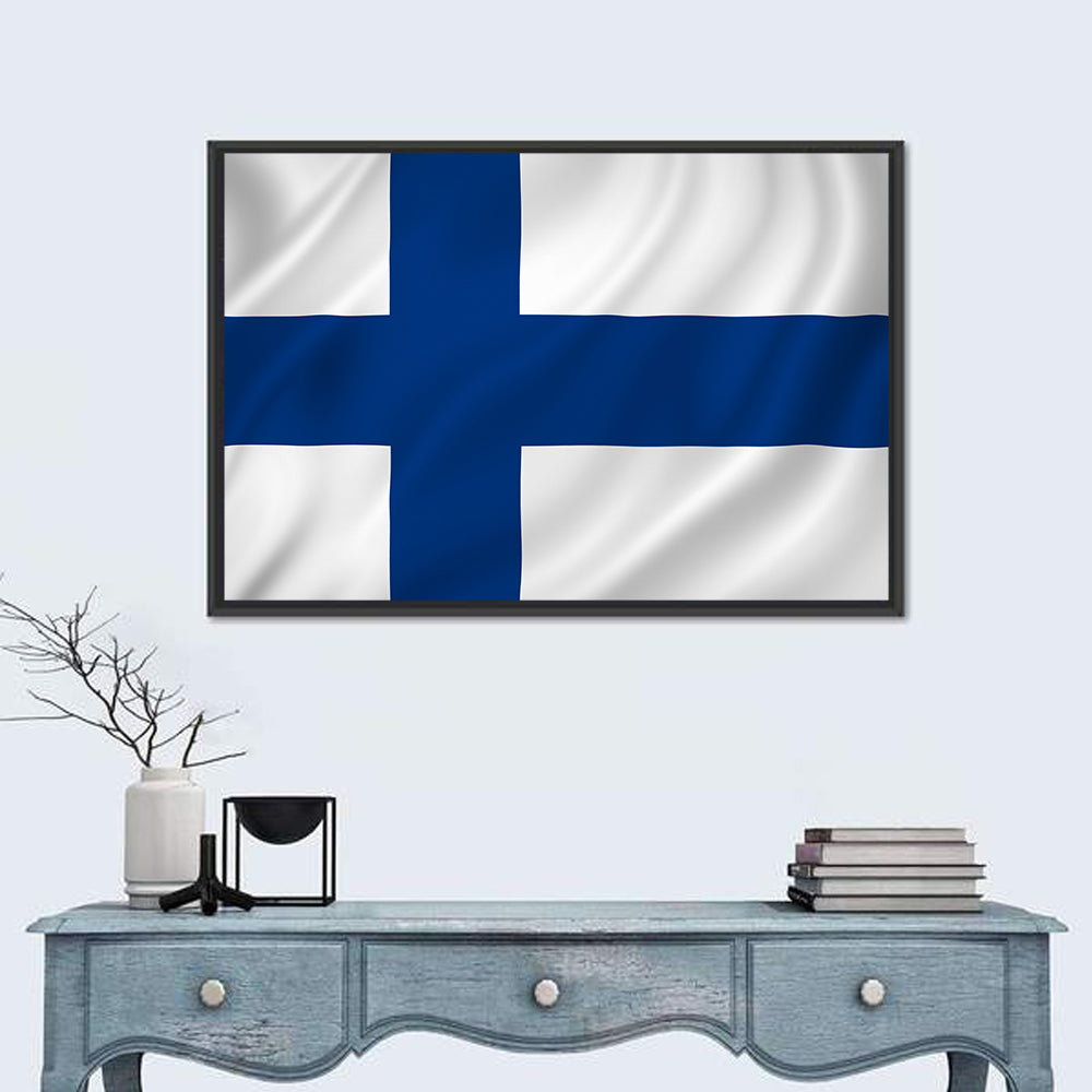 Finnish Flag with Rippling Texture Wall Art