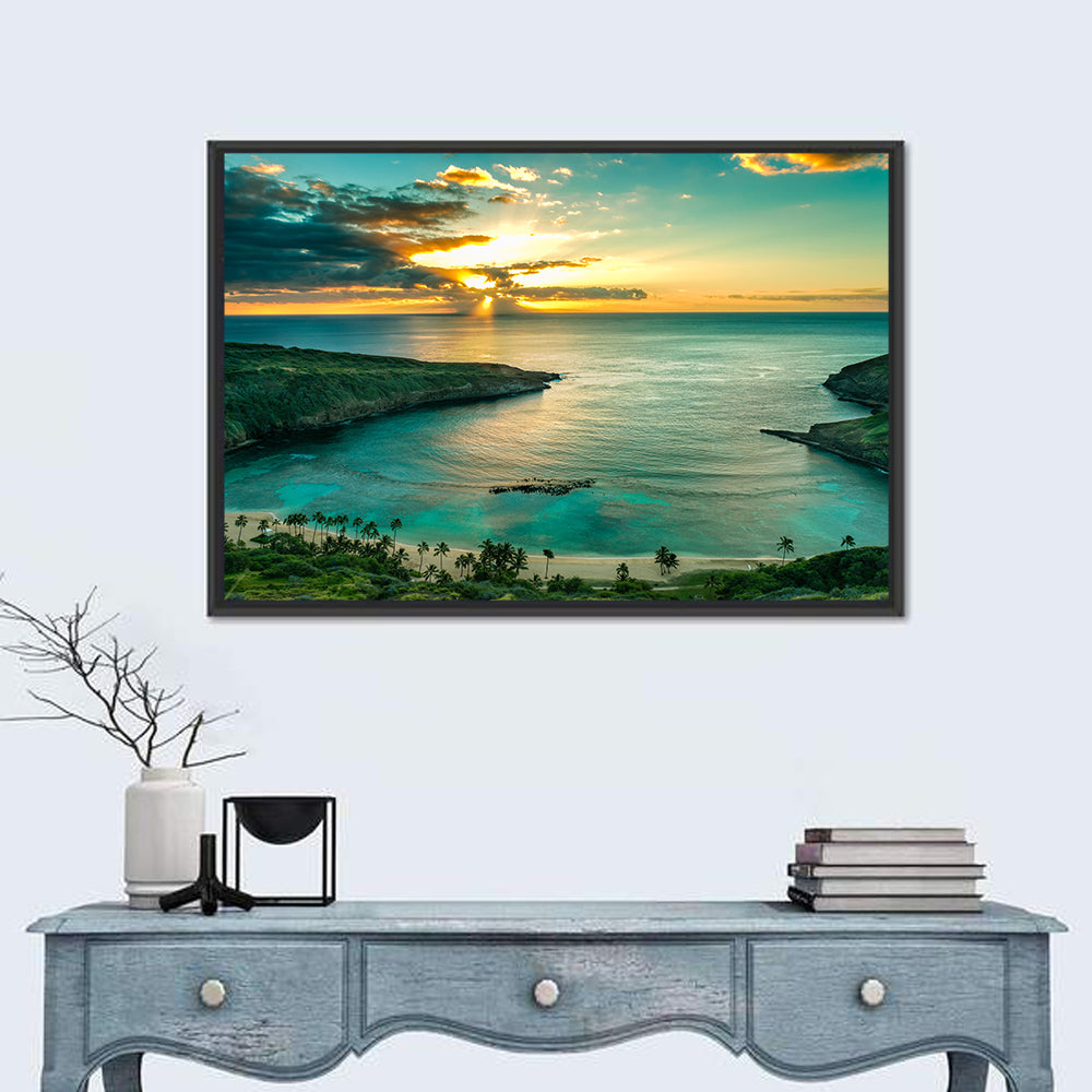 Sunrise Over Hanauma Bay Wall Art in a room, landscape