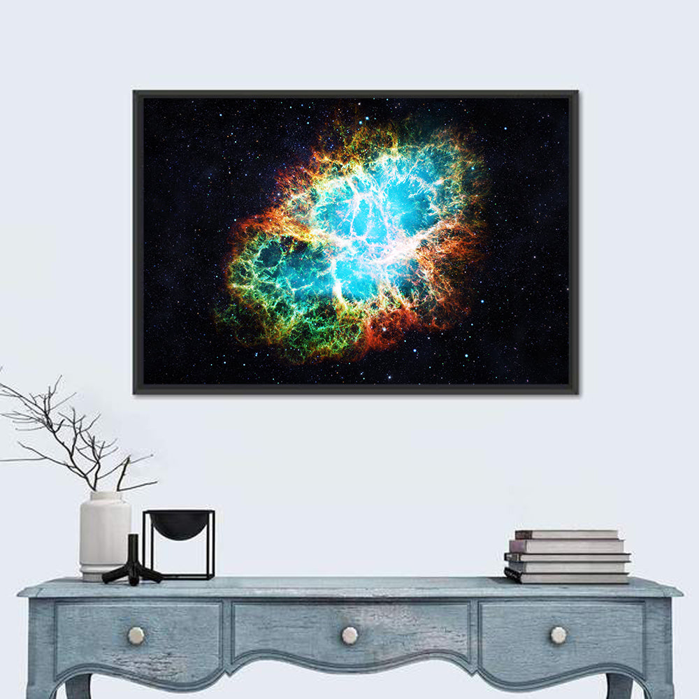 Crab Nebula Wall Art in a room, landscape