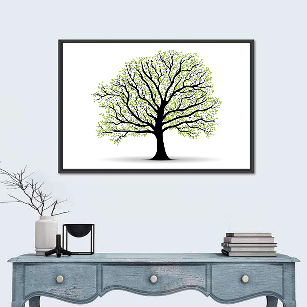 Deciduous Tree Silhouette Wall Art in a room, landscape