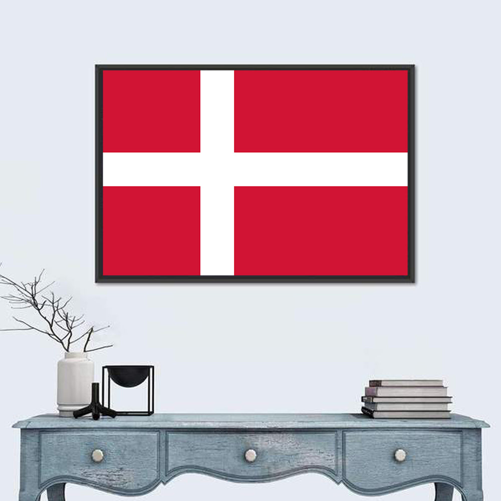 Danish Flag Nordic Cross Wall Art in a room, landscape