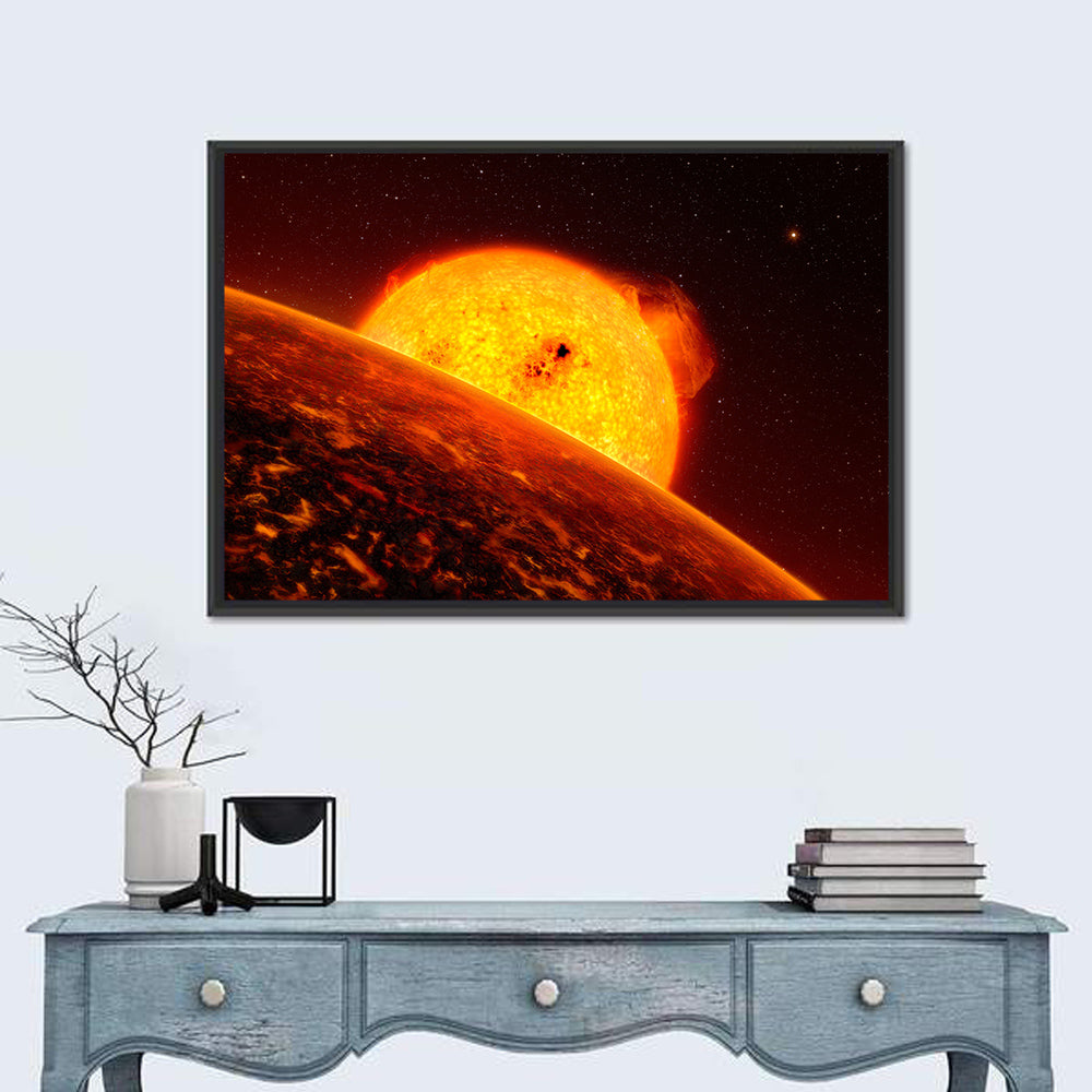 Red Sun from Space Wall Art in a room, landscape