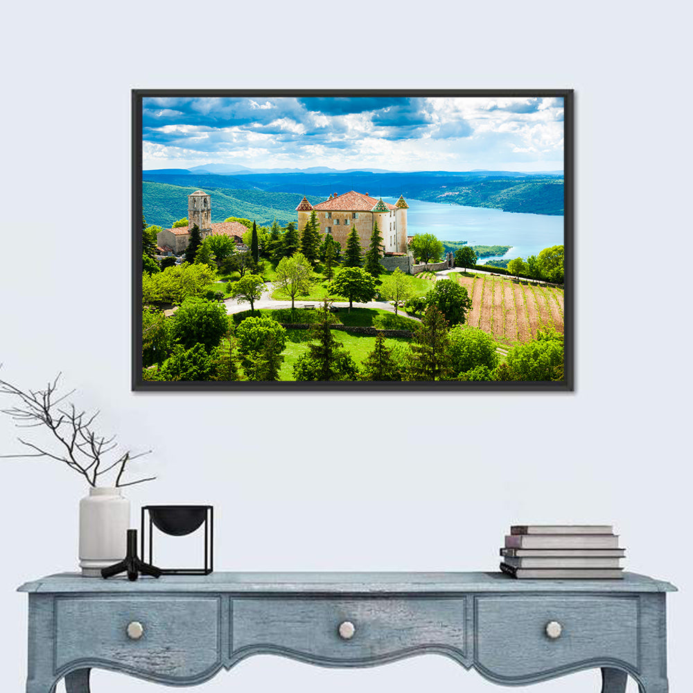 Château D'esparron and Village Church Wall Art in a room, landscape