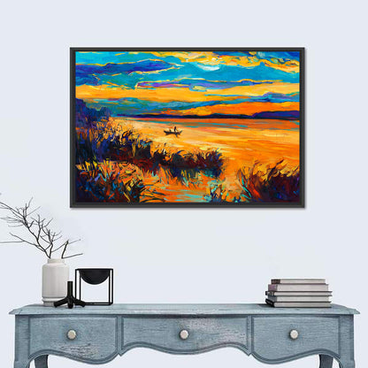 Boat In Lake Wall Art