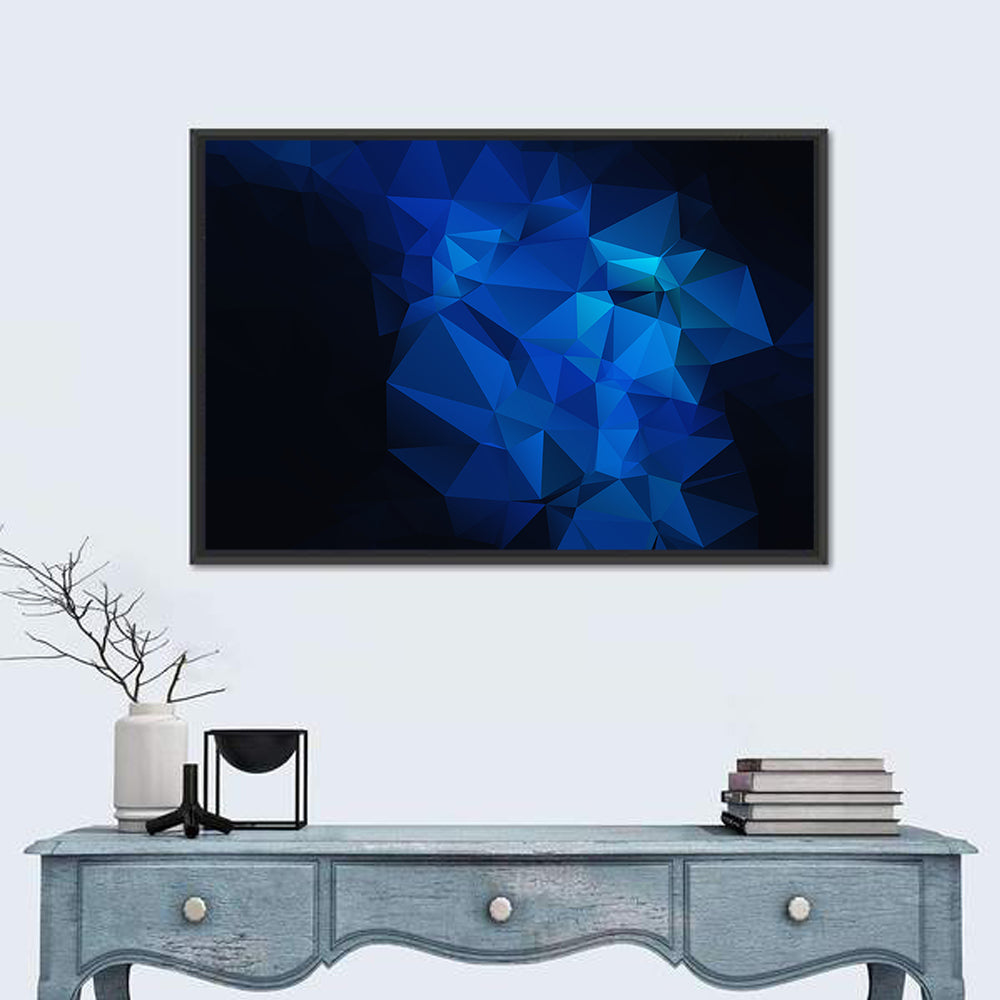 Blue Gradient Geometric Cluster Wall Art in a room, landscape