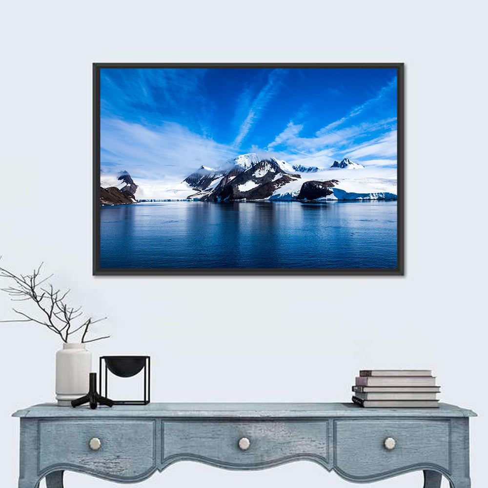 Antarctic Glacier Reflection Wall Art in a room, landscape