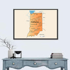 Indiana State Map Wall Art