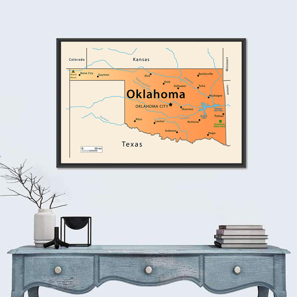 Oklahoma Map Wall Art