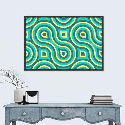Retro Teal Geometric Pattern Wall Art