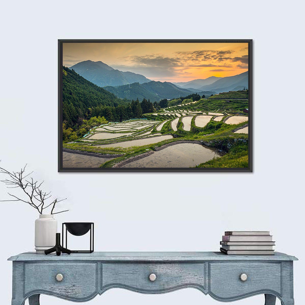 Sunset Over Japanese Rice Terraces Wall Art