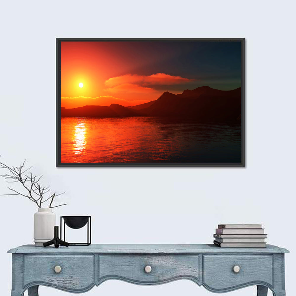 Sunset Reflection Over Mountain Lake Wall Art