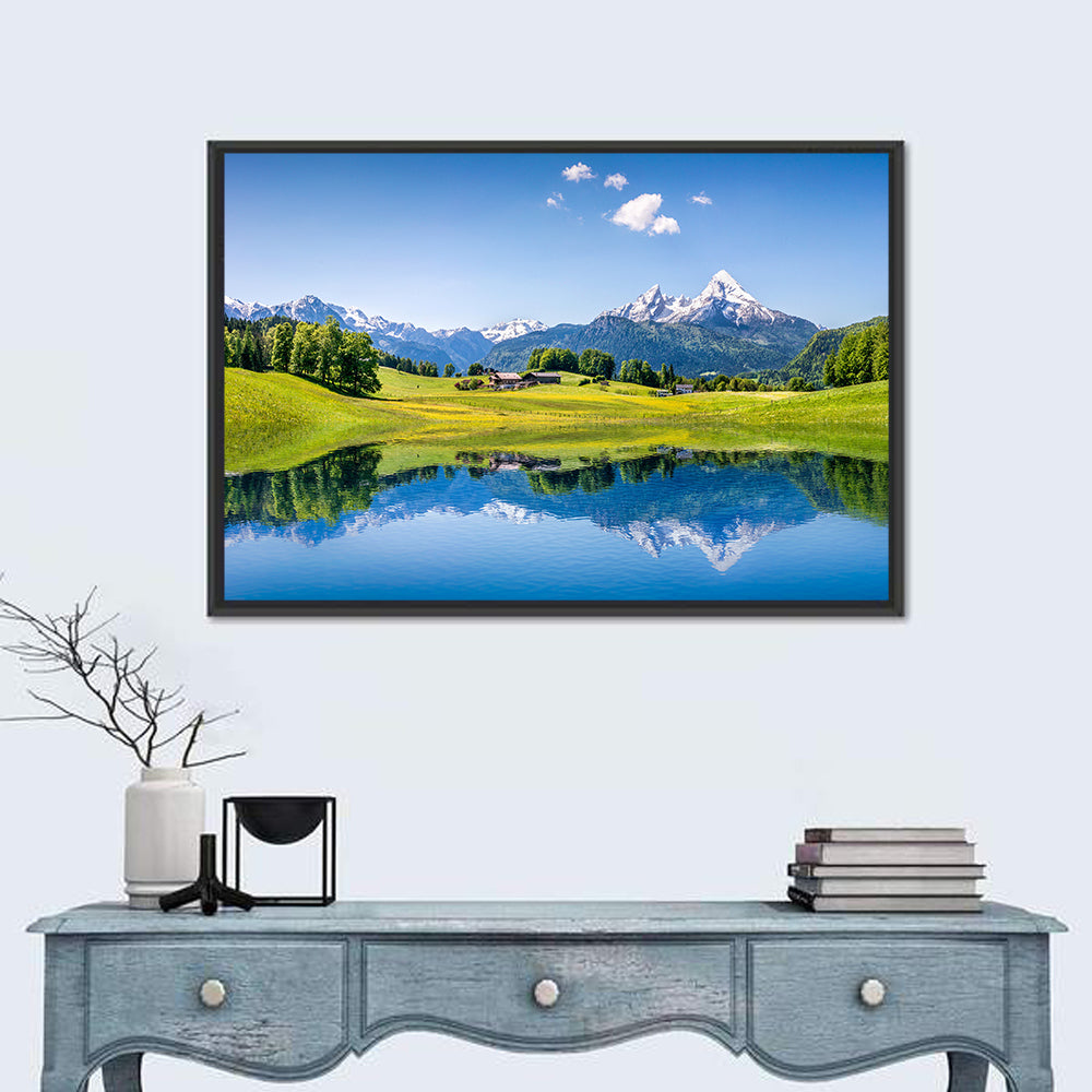 Watzmann Reflection at Ramsau Wall Art in a room, landscape