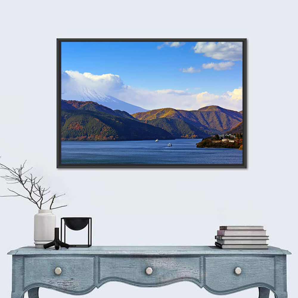 Lake Ashi with Mount Fuji Wall Art in a room, landscape