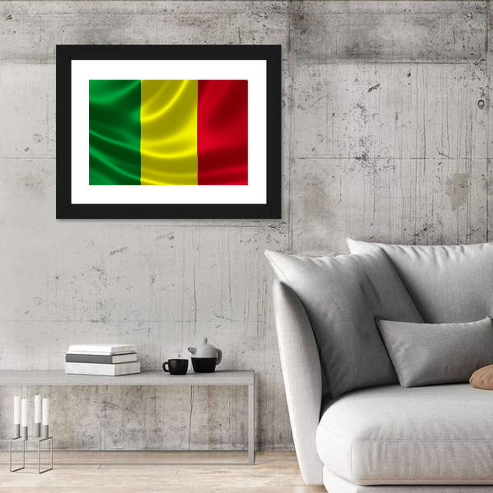 Mali Flag with Waving Fabric Texture Wall Art