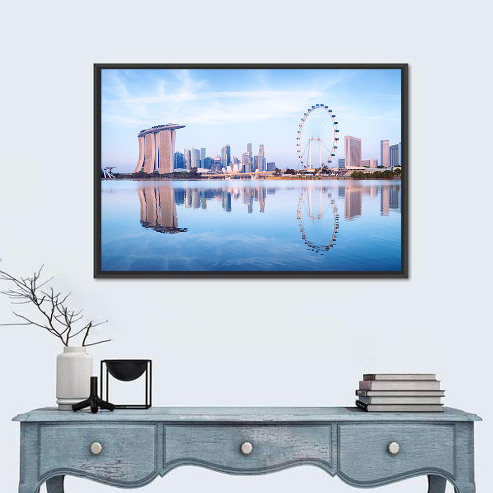 Singapore Marina Bay Skyline Wall Art in a room, landscape