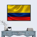 Colombian Flag with Rippling Texture Wall Art