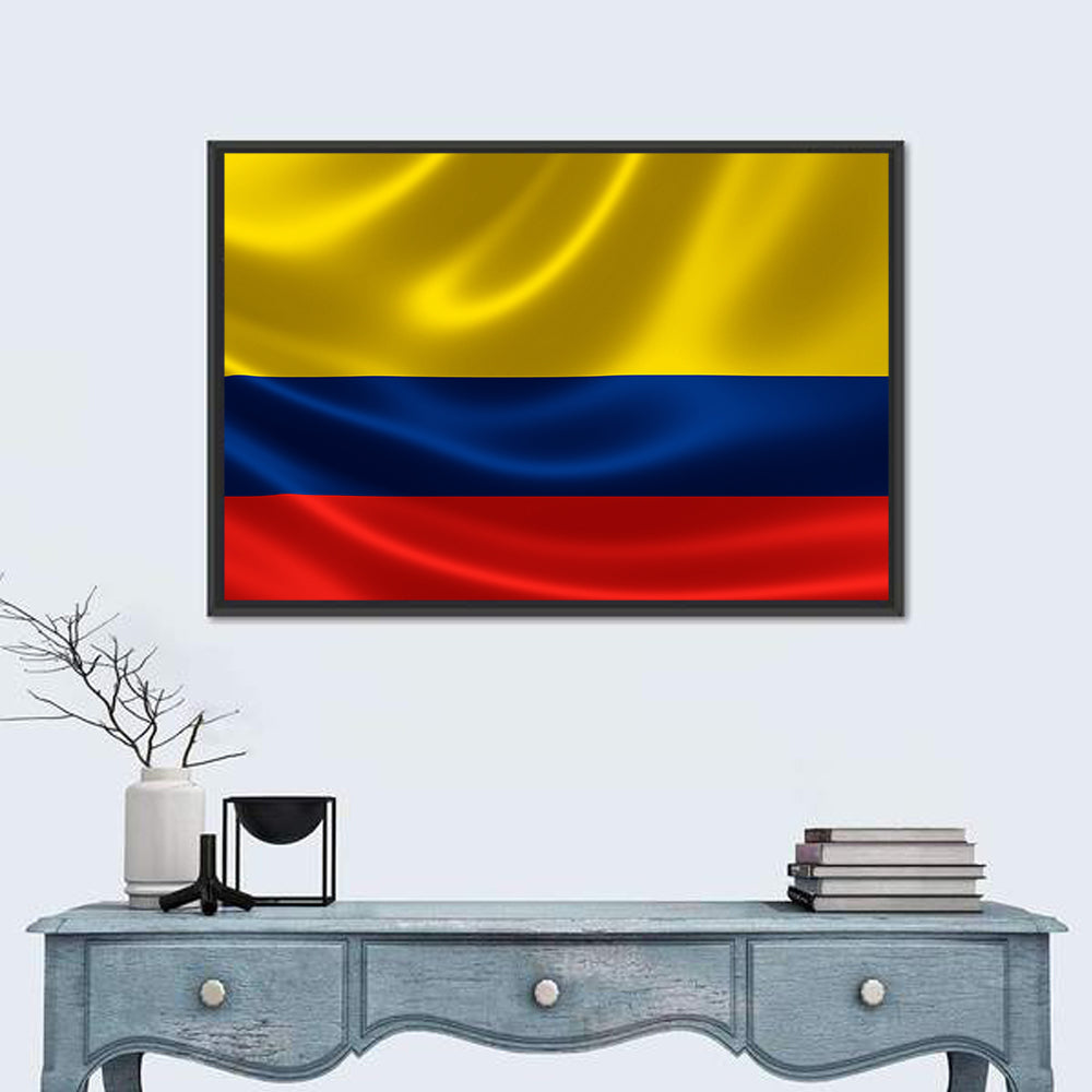 Colombian Flag with Rippling Texture Wall Art