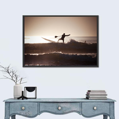 Backlit Paddleboard Silhouette at Sunrise Wall Art