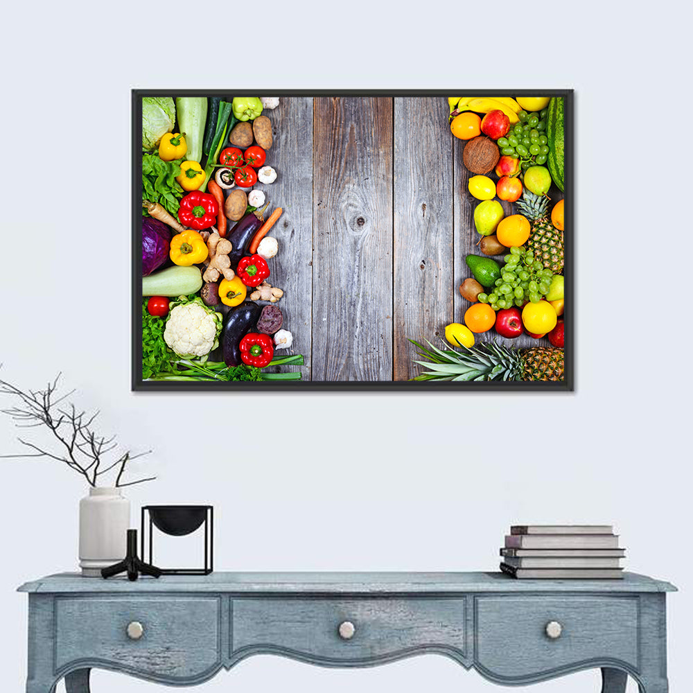 Fresh Vegetables and Fruit Wall Art in a room, landscape