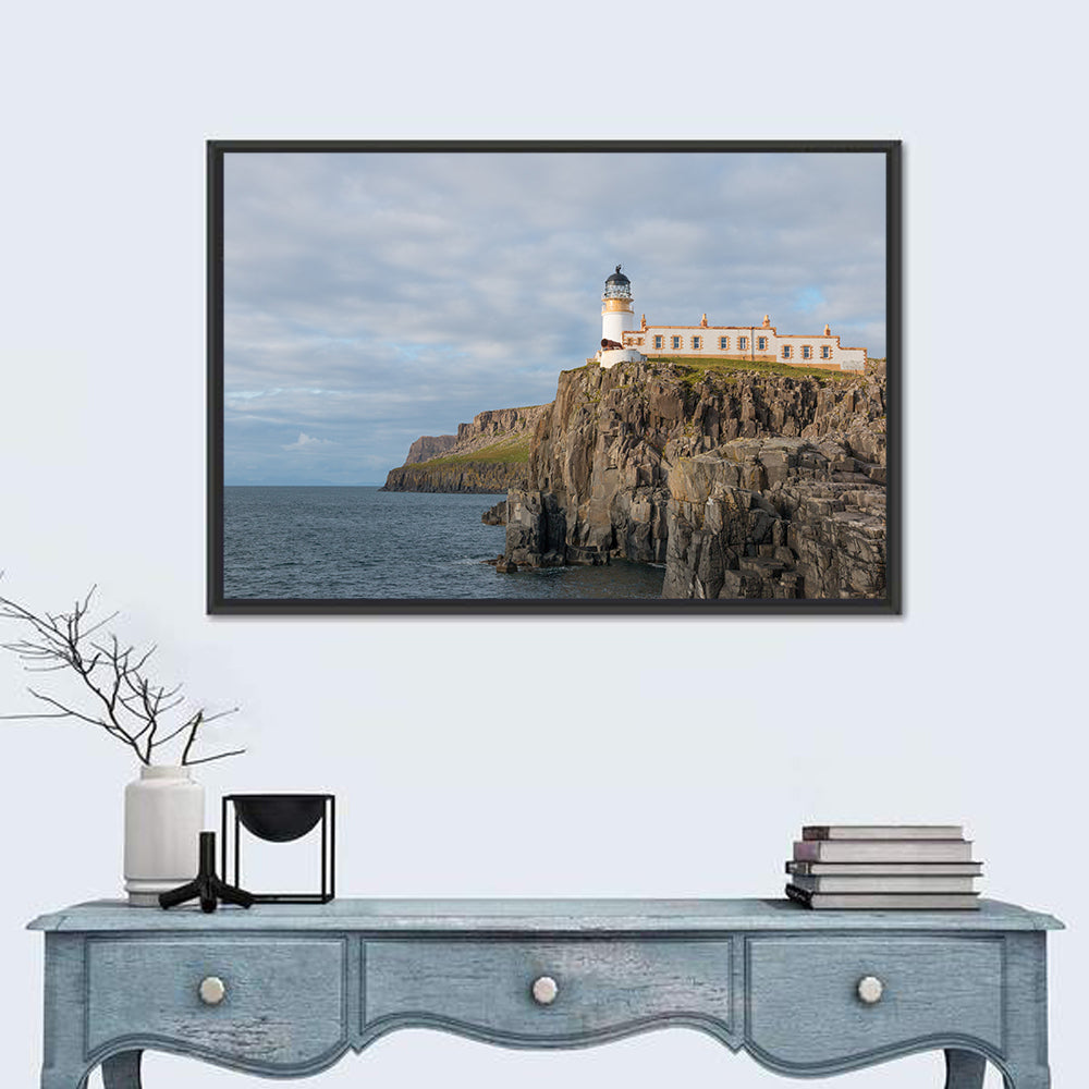 White Lighthouse on Neist Point Cliffs Wall Art