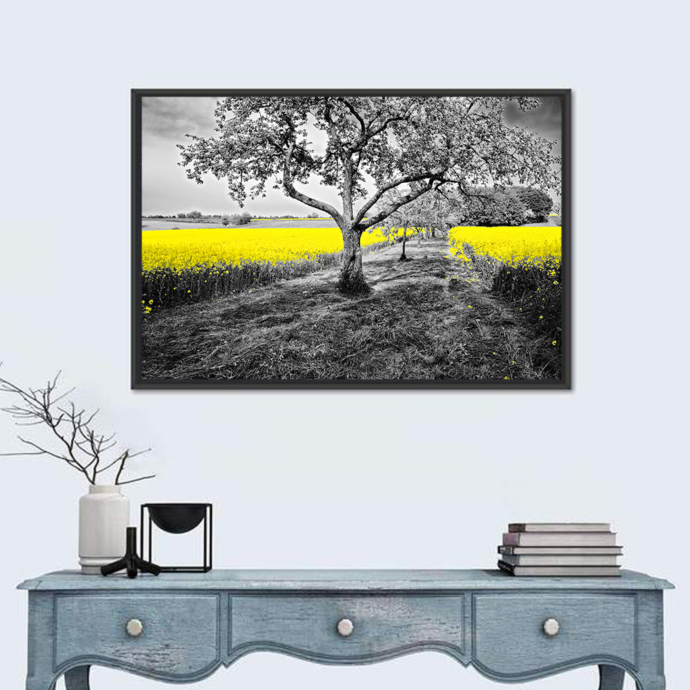 Yellow Oilseed Field with Lone Tree Wall Art