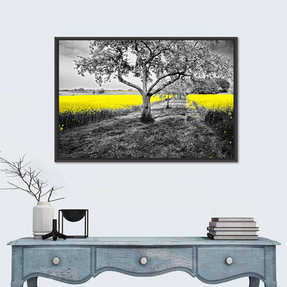 Yellow Oilseed Field with Lone Tree Wall Art